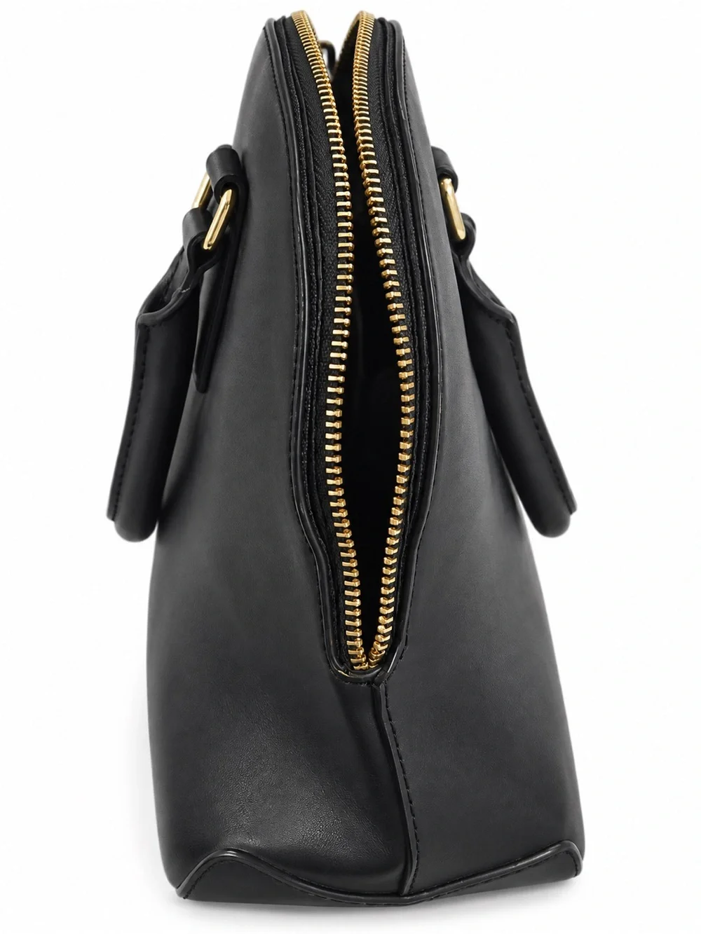 A New Day Black Dome Satchel Handbag Gold Hardware